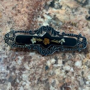 Vintage Black and Gold Brooch by Pierre Bex